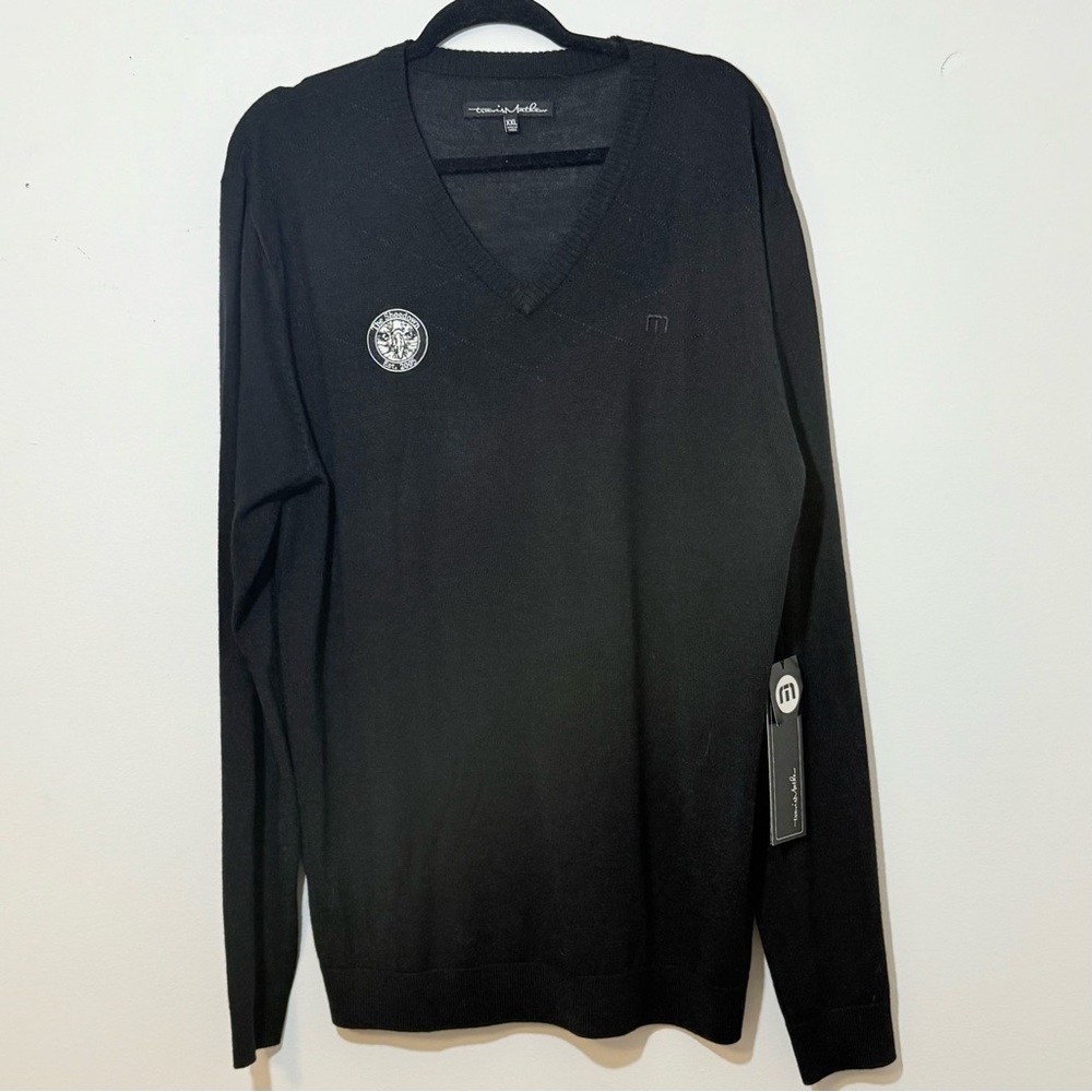 TravisMathew V-Guile Merino Wool Blend V-Neck Sweater XXL Black NWT